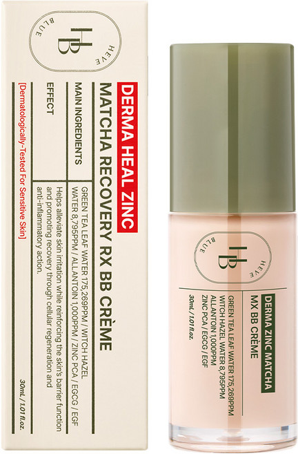 [약국 입점] 헤브블루 더마 징크 피부과 시술 후 재생 말차 비비크림, 1개, 30ml, 3.0 베이지
