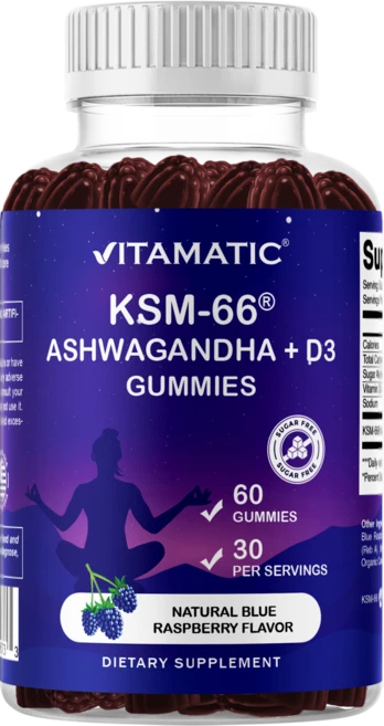 비타매틱 KSM-66® 아슈와간다 + D3 구미 - 60정, 1개, 60회분 - 쿠팡