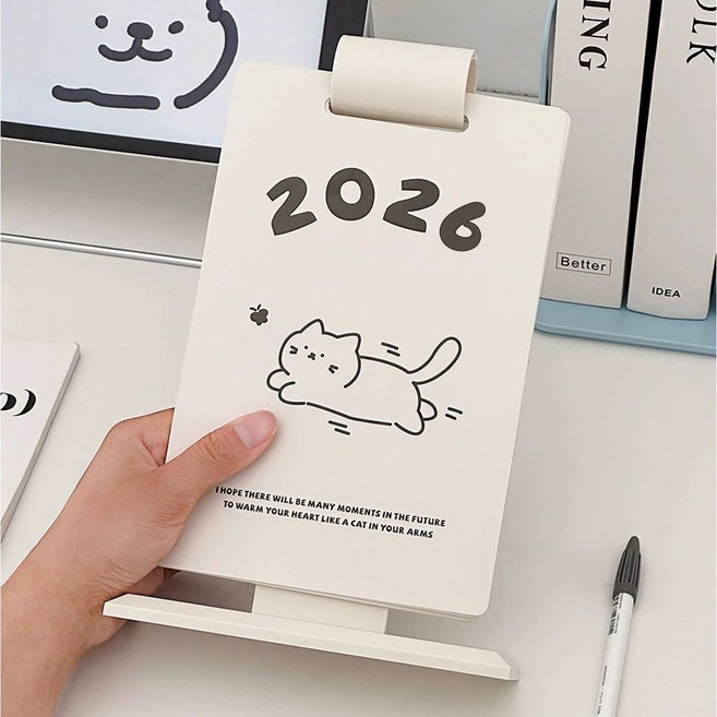 三角桌曆 倒數日曆 2026年曆 解壓日曆 小日曆 桌曆 月曆 日曆 檯曆2025桌面創意翻頁日曆擺件倒, 1個, 白底高款【2026日曆】