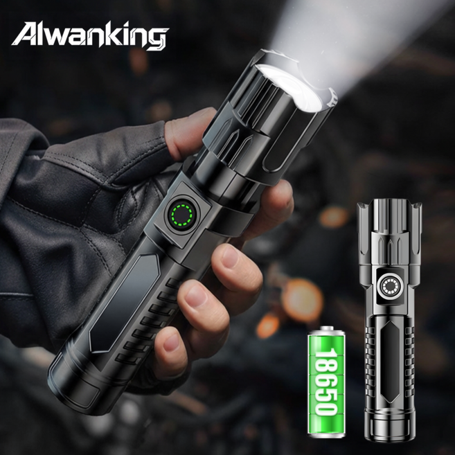 Alwanking 초강력 led 손전등 독일 심지 미니 휴대용 후레쉬 초경량, 1개