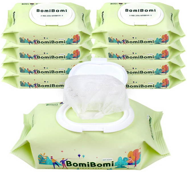 보미 물티슈 / 도톰한 아기 물티슈, 36g, 100개입, 9개