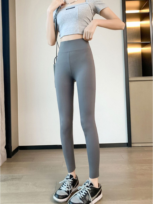 薄款高腰提臀九分瑜伽褲 - 緊身收腹外穿鯊魚褲 運動騎行飛機褲
