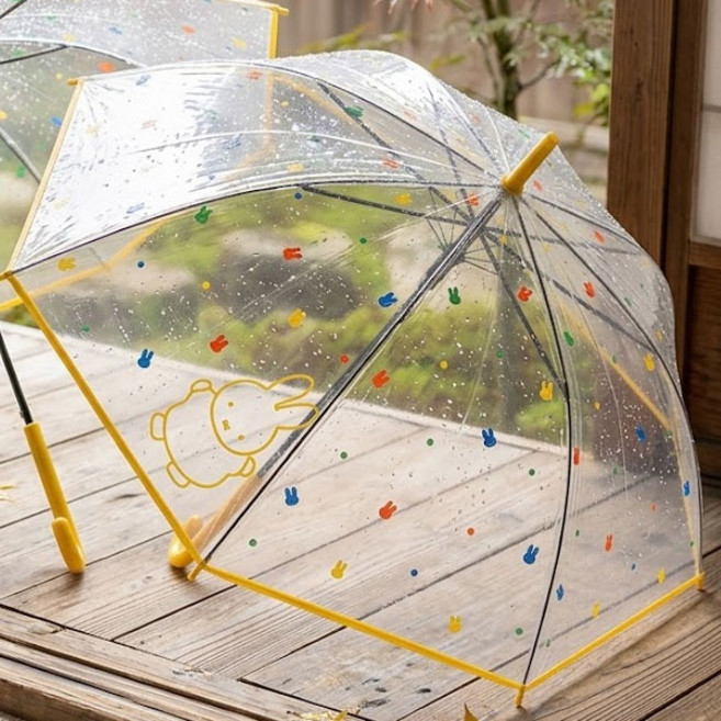미피 POE60 패턴투명 장우산 옐로우 도트 투명 우산 장우산 학생 성인 시야확보