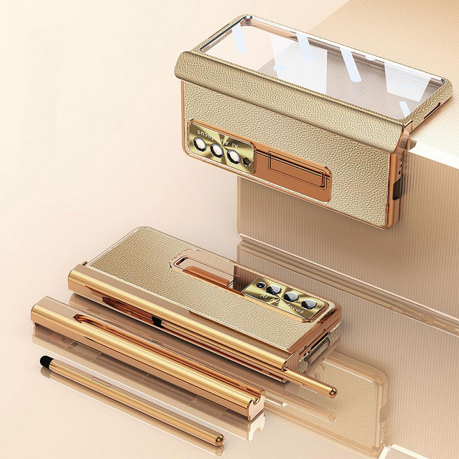 갤럭시 Z폴드5 Z폴드4 Z폴드3 터치펜 포함 전면 풀커버 강화유리 액정보호 필름 S펜 수납 홀더 슬롯 힌지 보호 거치대 가죽 휴대폰 케이스