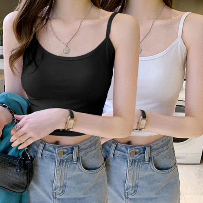 부드러운 촉감의 베이직 끈나시 2장 롱버젼 숏버젼