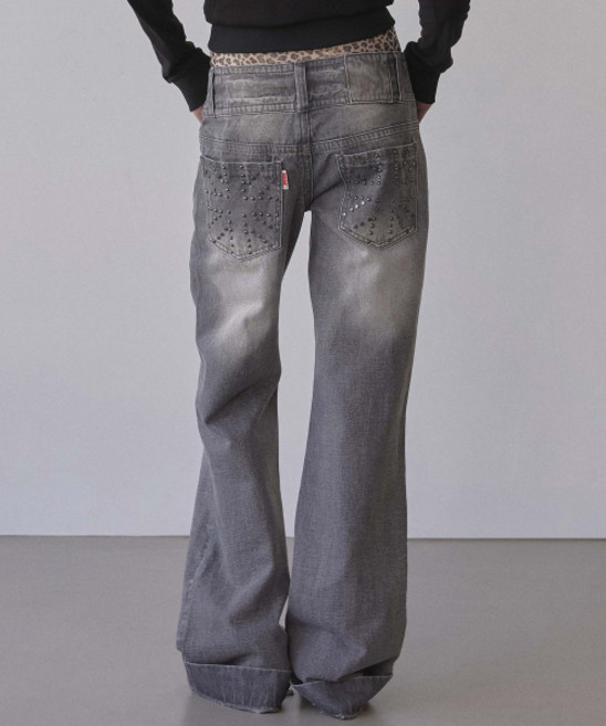SCULPTOR Union Jack Engineered Denim Washed Gray