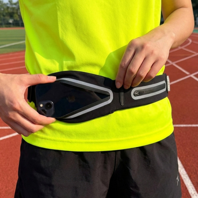 밀리오 러닝벨트 마라톤가방 플립벨트 [4세대], 1개, 블랙