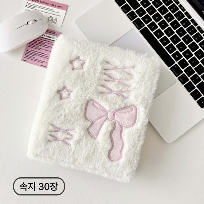 헤이띵스 30장속지 A6 리본털 포카바인더 포토앨범, 화이트핑크