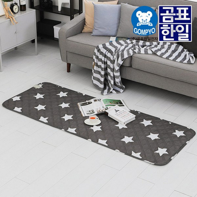 곰표한일 전기매트 싱글 전기요 1인용 침대 무자계 매트 블랙스타 그레이 소형, 곰표한일 워셔블 초절전 전기요 블랙스타 (소)