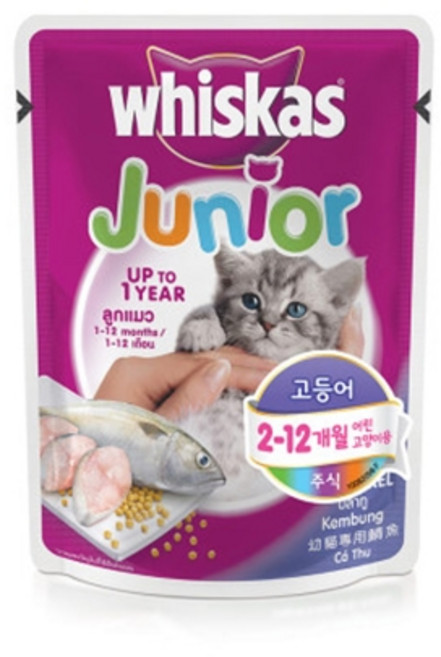 위스카스 키튼 파우치 고양이고등어 80g, 85g, 1개