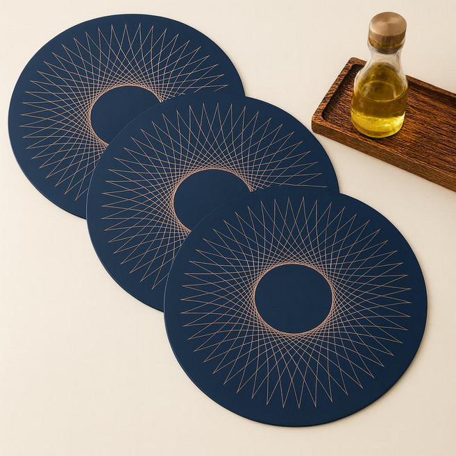 바우더 300도내열 인덕션 보호 매트, 3개, 미드나잇 블루