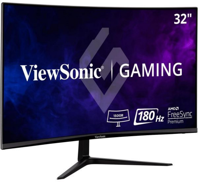 ViewSonic 뷰소닉 VX3218PCMHD 32인치 커브드 1080p 1ms 180Hz 게이밍 모니터 with FreeSync Premium 눈 보호 HDMI 및 디스플레이, Curved, 32-Inch FHD