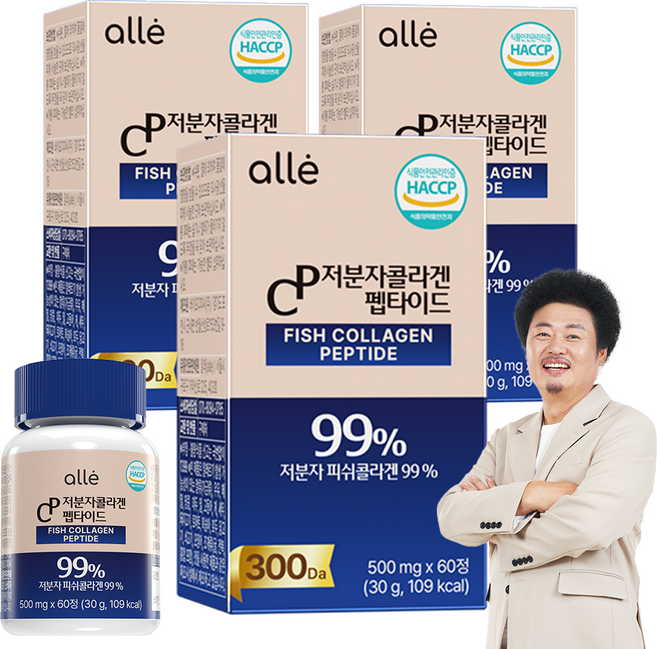 저분자 콜라겐 펩타이드 피쉬 어린 식약청인증 HACCP 알레, 3개, 60정