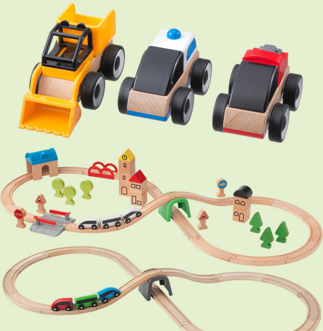 이케아 기차 놀이 레일 릴라보 우드 기차길 자석 장난감 원목 세트 자동차 선물, 2. 자동차 놀이 세트