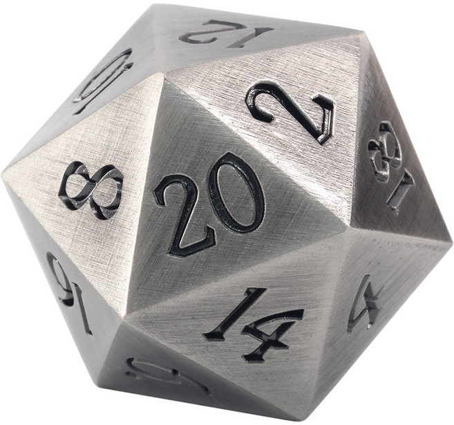20면 메탈 위 런닝 놀이 큐빅 디지털 다면체 테이블 20mm 소형 샵크레센도 실버, 니켈 도금 실버 1매 20mm 스몰, 1개