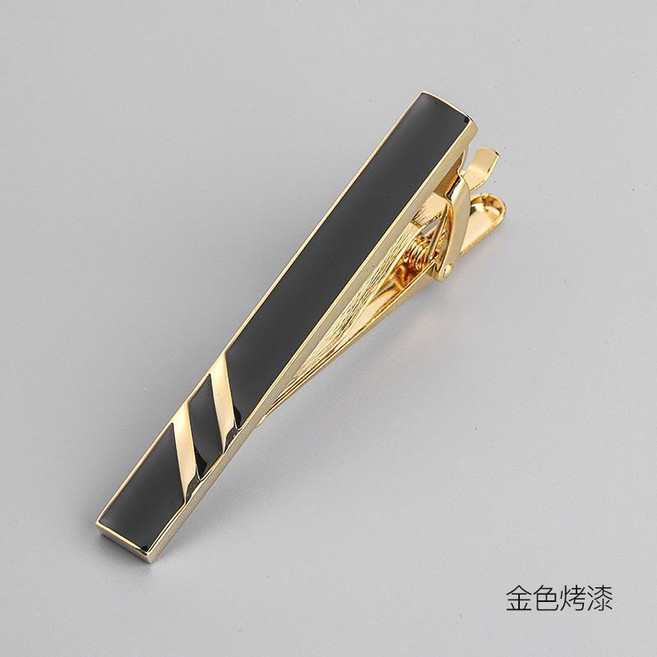 男士領帶夾 簡約金屬琺琅線條, 1個, 金色烤漆領帶夾 金色