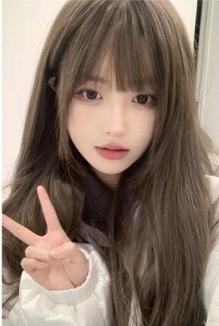 全頂式假髮 仿真頭皮 輕薄透氣 甜美可愛 自然長髮, 1個, 品質較差會反光-直髮冷棕色無贈品