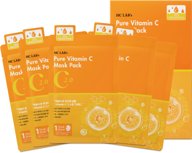 하란 미백 보습 순수 2% 비타민 마스크팩, 1개, 5개입