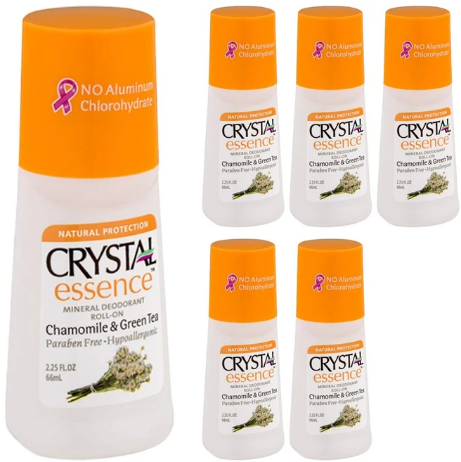 크리스탈 미네랄 데오도런트 롤 온 캐머마일 & 그린 티 향, 66ml, 6개 - 쿠팡