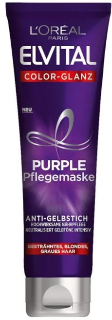 L'Oréal Paris 금발 하이라이트 회색 머리 노란색 톤을 중화하는 로레알 파리 엘비탈 헤어 트리트먼트 톤에 대한 컬러 샤인 퍼플 케어 마스크 6 x 150ml, 1개 - 쿠팡