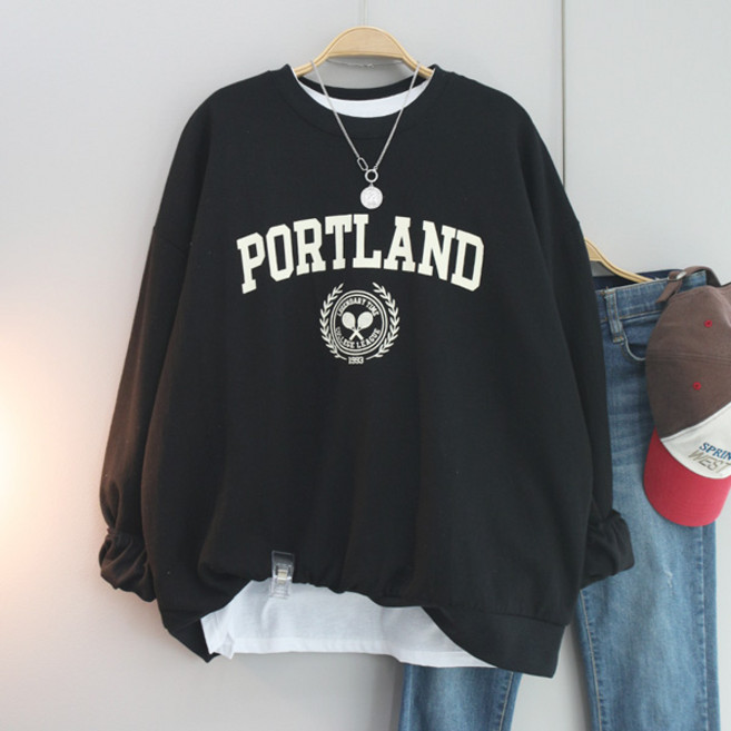 달콩 여성 빅사이즈 봄신상 긴팔티 PORT레터링오버핏맨투맨