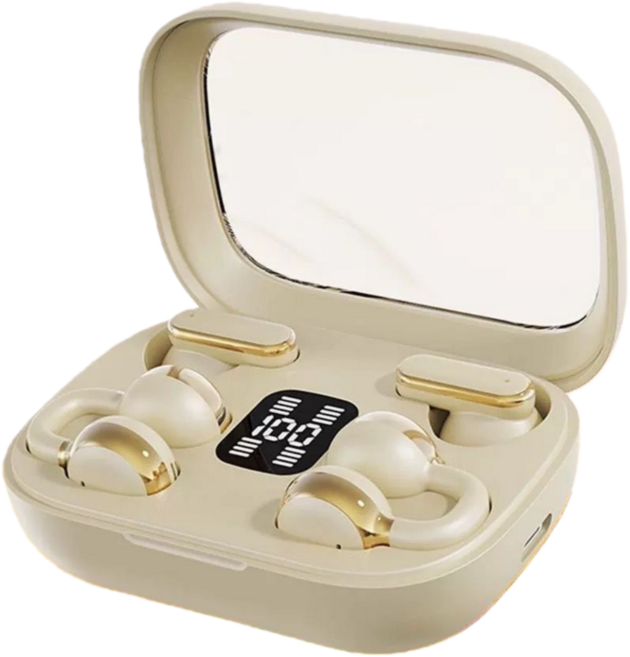 JODDA 5.4 블루투스 2IN1 헤드셋 투인원 이어폰 인이어 이어폰 투인원 고음질, 베이지, Q87