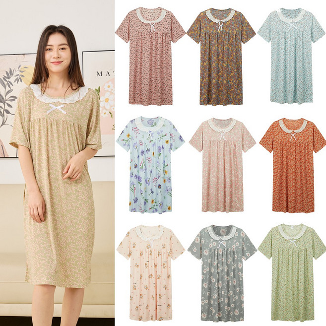 프레뉴 냉감 까실이 원피스 아이스 쿨 홈웨어 파자마 원피스 99사이즈