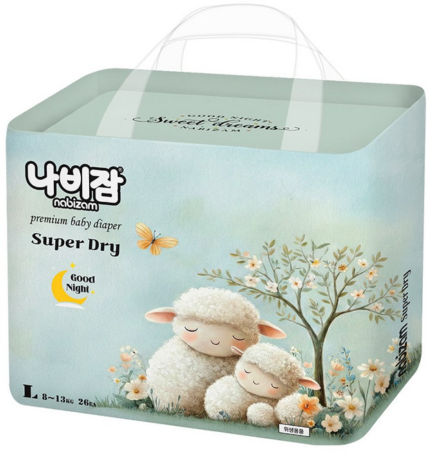 나비잠 기저귀 슈퍼드라이 오버나이트 팬티 1팩, 26매, 대형(L)