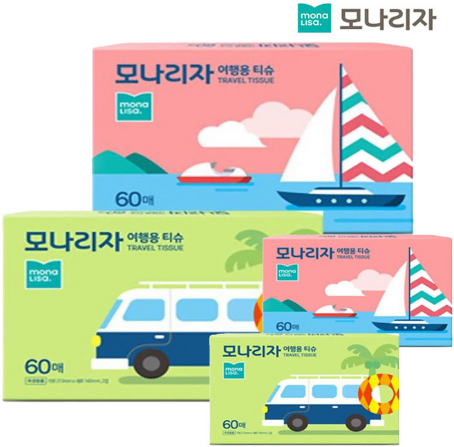 모나리자 여행용티슈 미용티슈 60매 x20개, 20개
