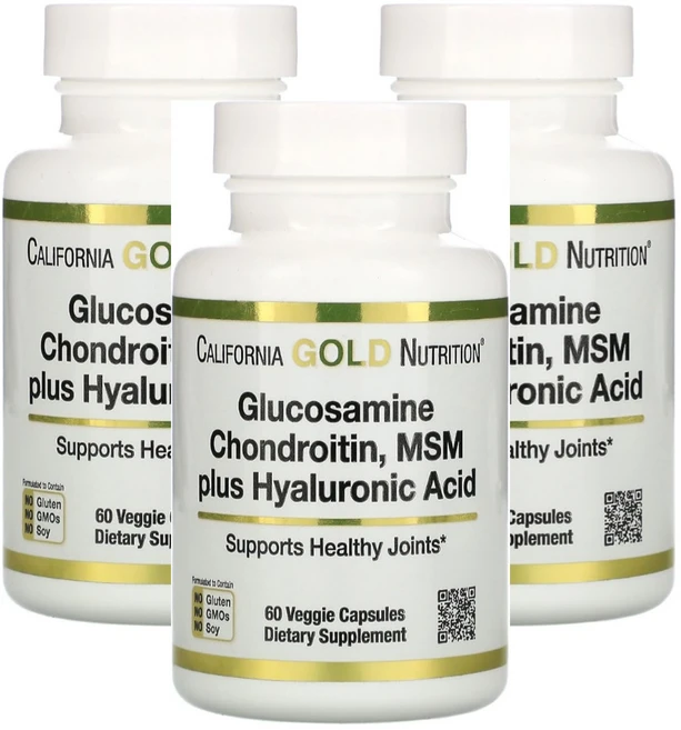 캘리포니아 골드 뉴트리션 글루코사민 콘드로이틴 MSM 플러스 히알루론산 베지캡슐 60정 3통, 3수량 - 쿠팡