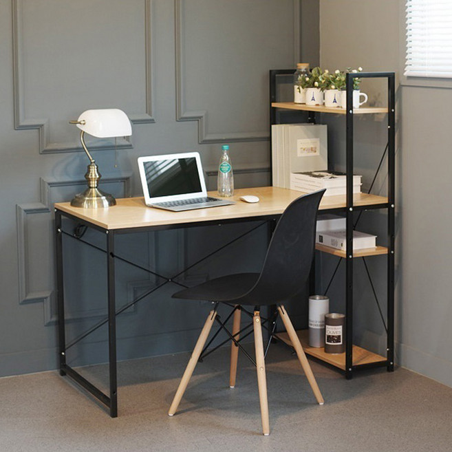 동영나이스 공부 우드책상 DIY 철제 선반 1인용 미니 서재 조립식 책장 심플 모던, 컴퓨터책상 120 블랙