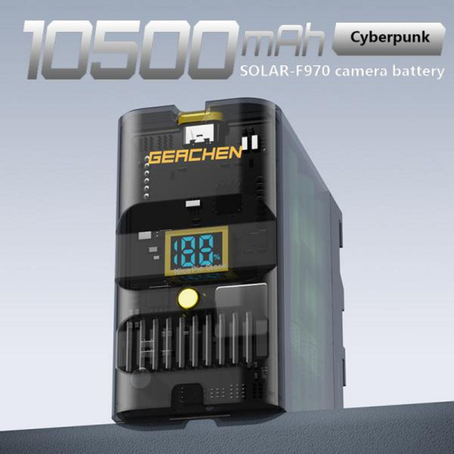 GEACHEN 10050mAh 배터리 고속충전 소니 카메라 NP-F970 MC2500 NX100 무선 비디오 전송 모니터 LED 라이트, 01 SOLAR-F970, 1개