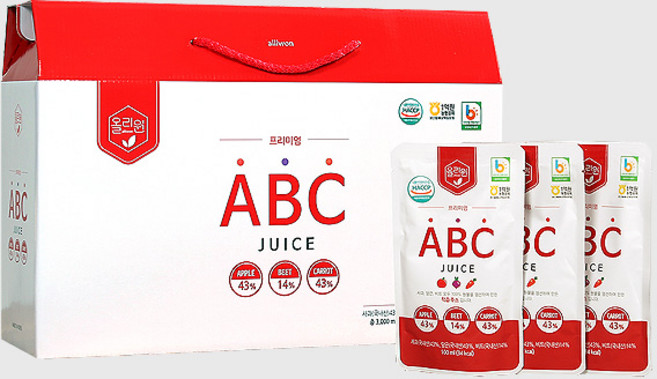 국내산 원료100%착즙 미디안농산 올리원 ABC주스 100ml*30포(파우치), 30개, 100ml