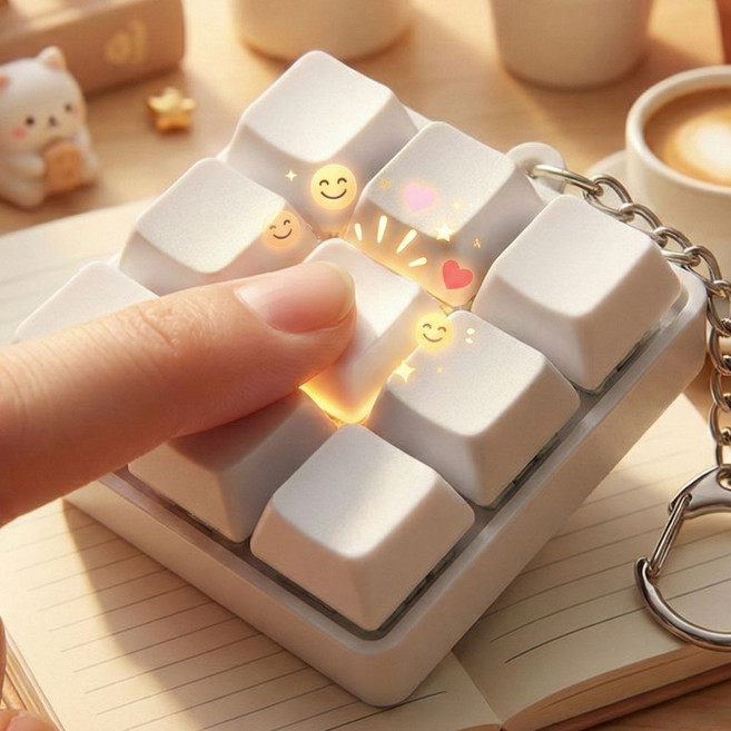 아렌샵 키캡 키링 키보드 가방 고리, 1개, 9구 화이트