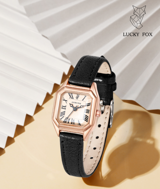 여성 골드 사각 레트로 클래식 가죽손목시계 hbp-0032