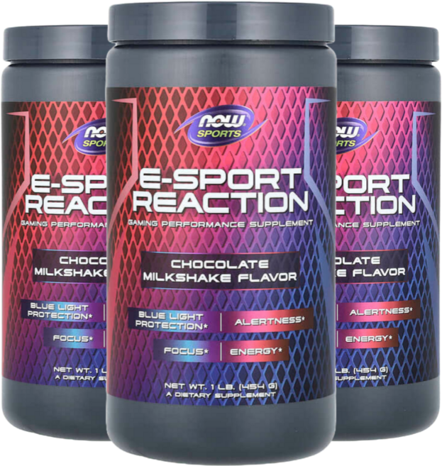 나우푸드 E-Sport Reaction 초콜릿 밀크셰이크맛, 3개, 454g
