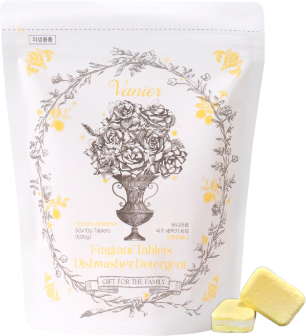 바니에르 에코서트 올인원 식기세척기 타블렛 세제 레몬버베나향 50개입, 1개, 500g