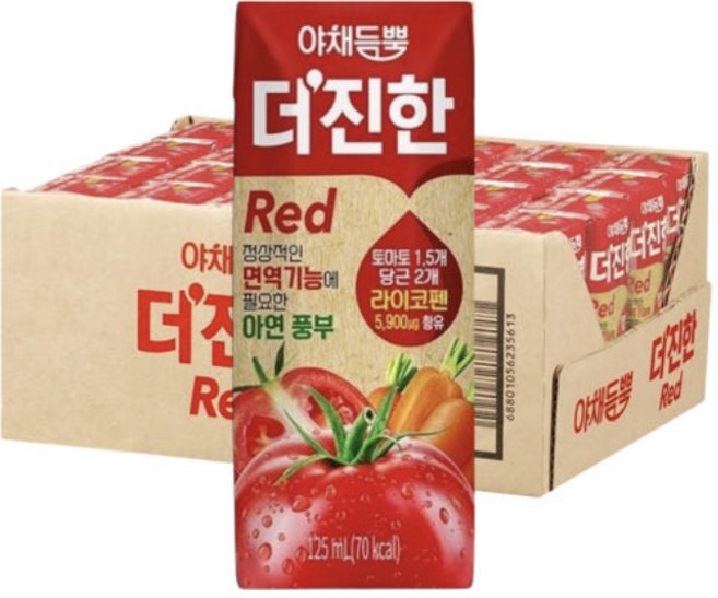 야채듬뿍 더진한 레드 야채주스 125ml 4팩 맛있어요 아침식사대용 건강주스 코스트코, 1박스, 3L
