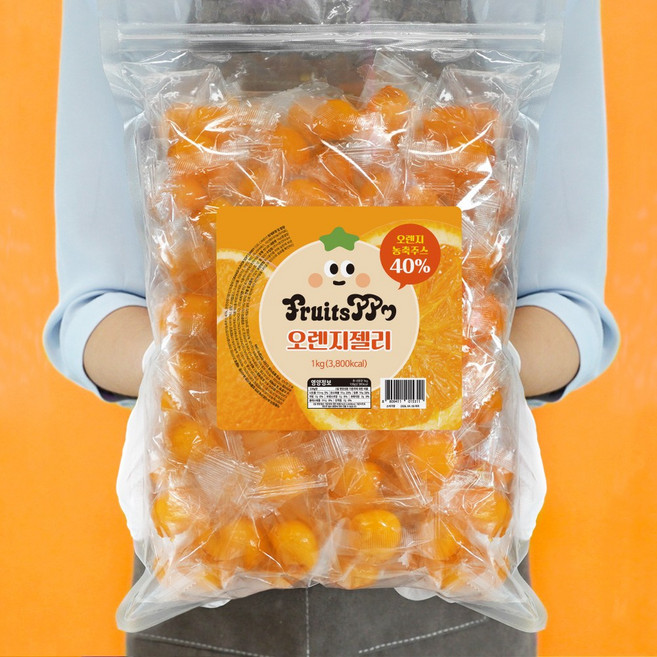 [임박상품] 후르츠뽀 까먹는 젤리 오렌지 대용량 진짜 과일맛 과육 쫀득 말랑 (26.04.26까지), 1개, 1kg