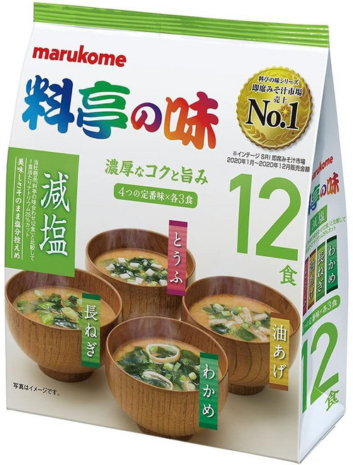 마루코메 료테이노아지 저염 즉석 미소된장국 12식 혼합 구성 일본직수입, 2개
