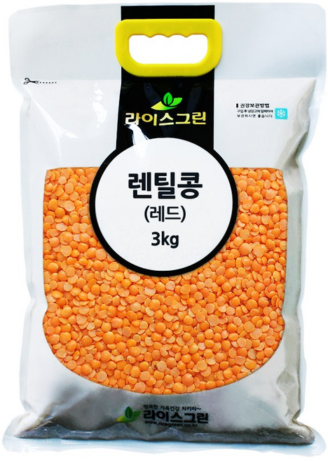 라이스그린 렌틸콩 레드 3kg 렌즈콩, 1개