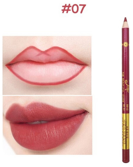 립글로즈 립틴트 립밤 립라이너 잘 지워지지 않는 착색 타투 립스틱 틴트 1pc 방수 매트 립 라인 펜 입술 아이 라이너 블러쉬 메이크업 롱래스팅 문신 스케치 염료 라이너 연필, 07, 1개