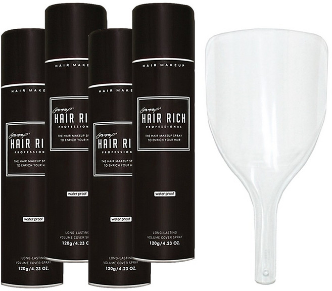 박명수 헤어리치 스프레이 흑채 120g 4개+안면가리개, 검정색, 1개