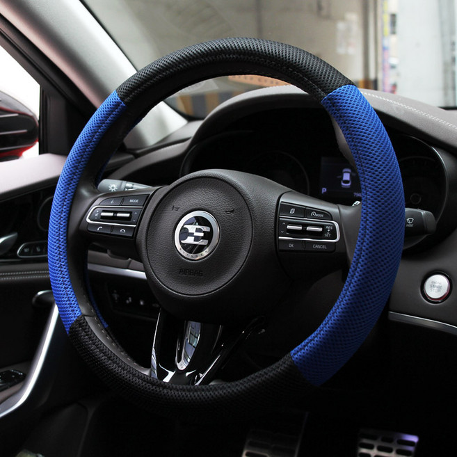 지노운 3D 에어메쉬 핸들커버, 블루 + 블랙