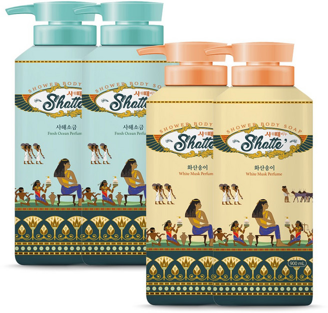 무궁화 샤워때비누 사해소금/화산송이/900ml(혼합)4개, 900ml, 1개