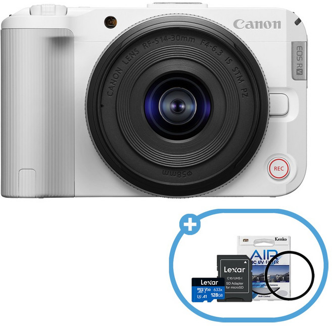 캐논코리아 정품 EOS R50 V 14-30 KIT 화이트 + 128GB + 겐코 Air MC UV 58mm / 크리에이터 스트리밍 브이로그 카메라
