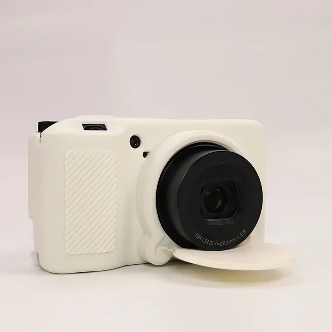 Ricoh GR3X 카메라 실리콘 케이스 GR3 용 부드러운 보호 커버 낙하 방지 쉘 긁힘 방지 렌즈 캡 포함 HDF gr, 04 GR3X GR3 White