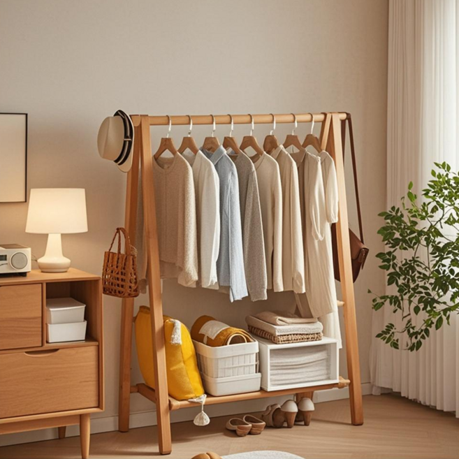 에코소라노 원목 이동식행거 튼튼한 옷걸이 행거 스탠드 옷걸이, 네추럴RF-YMJ2005