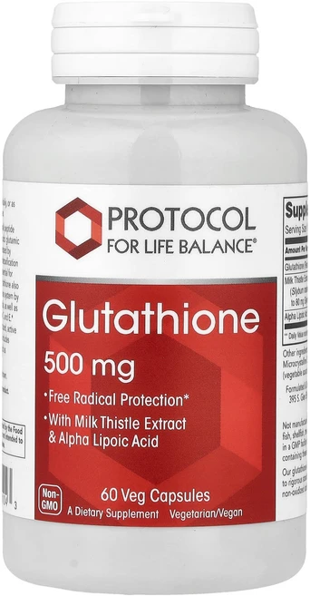 Protocol for Life Balance 글루타치온 500 mg 60 베지캡슐, 6개, 60정 - 쿠팡