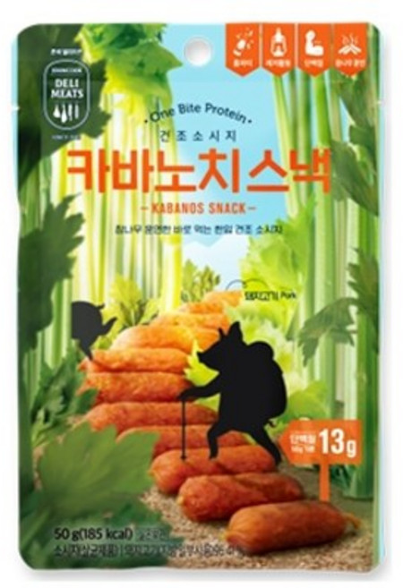 존쿡델리미트 카바노치 스낵 50g / 미트 건조육 간식 건조 소시지, 1개